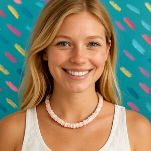 Pink Beach Nautical Beach Clam Chip Shell Stacked Necklace